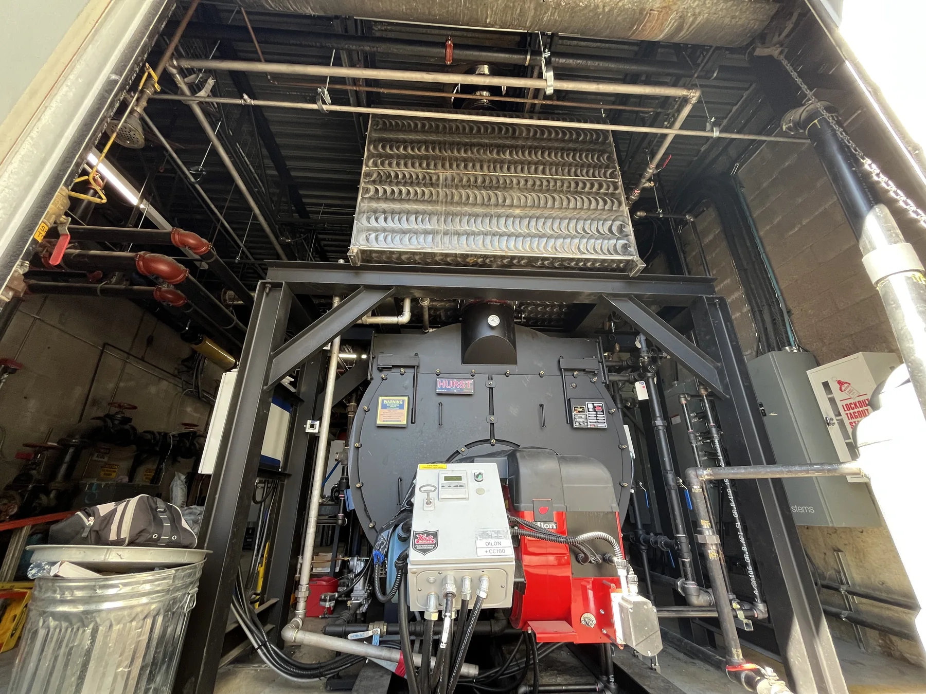Rainmaker heat-recovery section mounted above the boiler