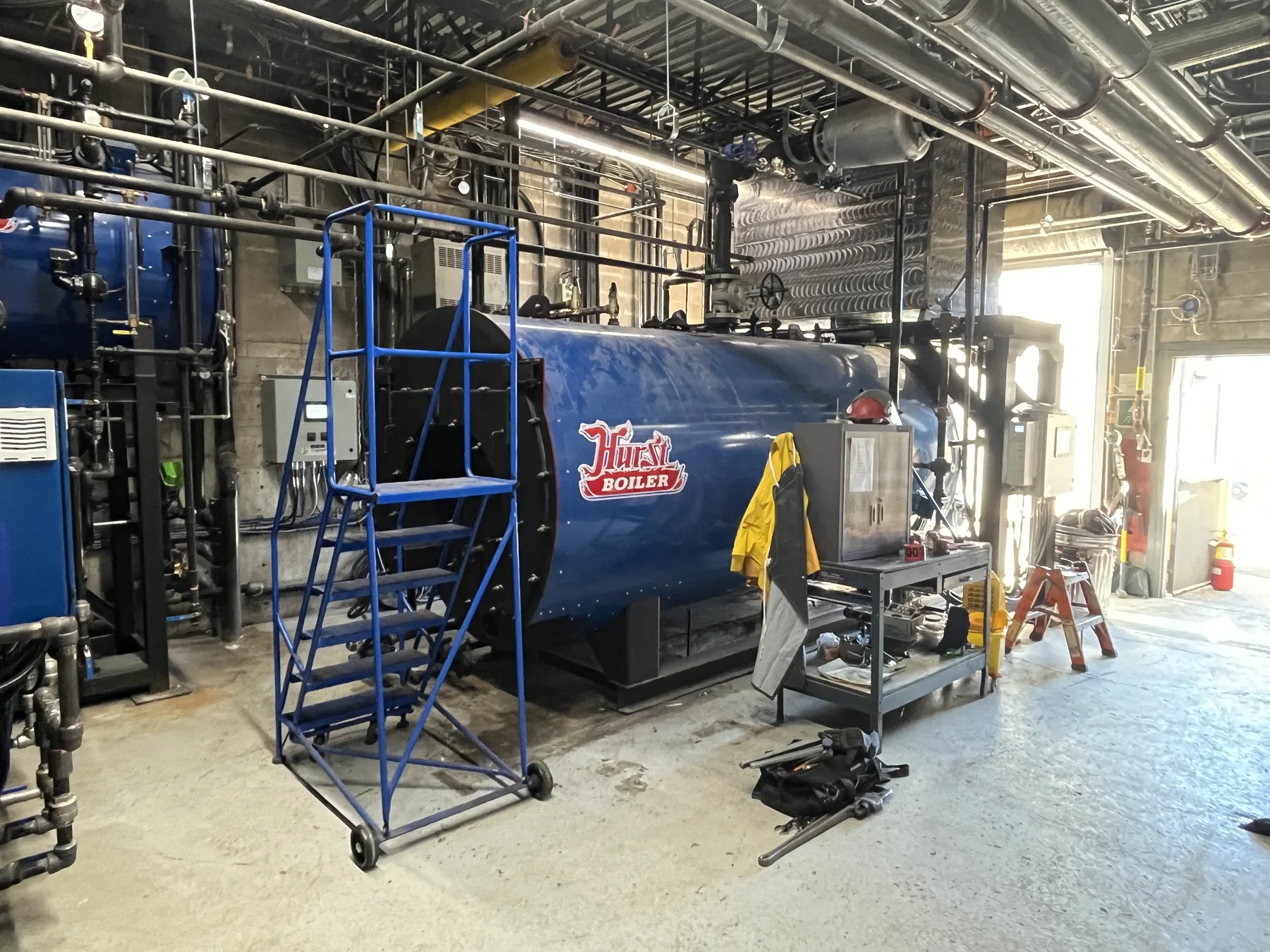 Rainmaker installation beside the blue boiler